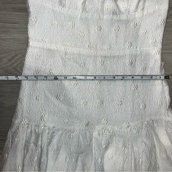 Lulu's Serene Charm White Textured Embroidered Flower Drop Waist Midi Dress - Picture 9 of 10